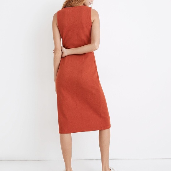 Madewell Organic Cotton Ribbed Button-Down Tank Midi Dress, Etruscan Clay - Picture 3 of 8